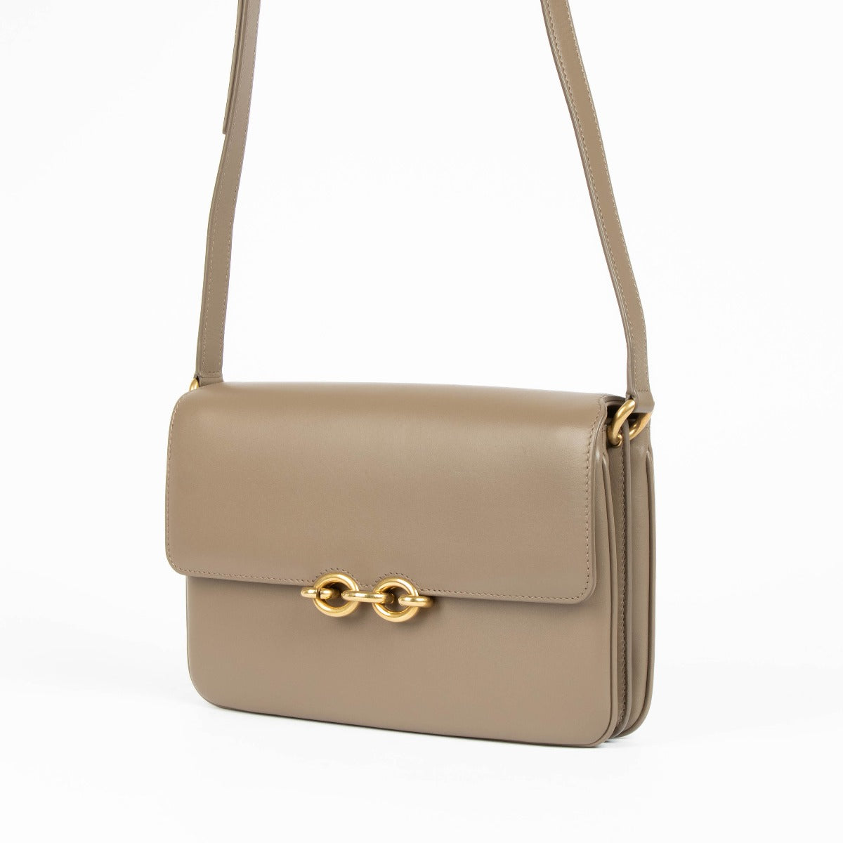 Shop this 100% authentic Saint Laurent Taupe Lambskin Maillon Bag at Labellov.com