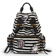 Shop safe online at Labellov in Antwerp this 100% authentic second hand Burberry Black and White Striped Nylon Rucksack Backpack