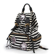 Shop safe online at Labellov in Antwerp this 100% authentic second hand Burberry Black and White Striped Nylon Rucksack Backpack