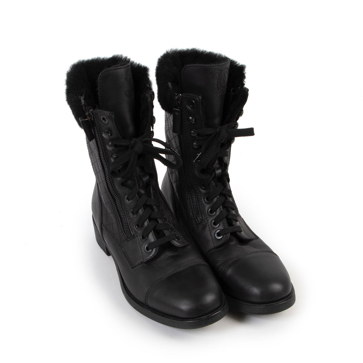 Chanel Black Leather Boots - size 41 for the best price at Labellov secondhand luxury in Antwerp.