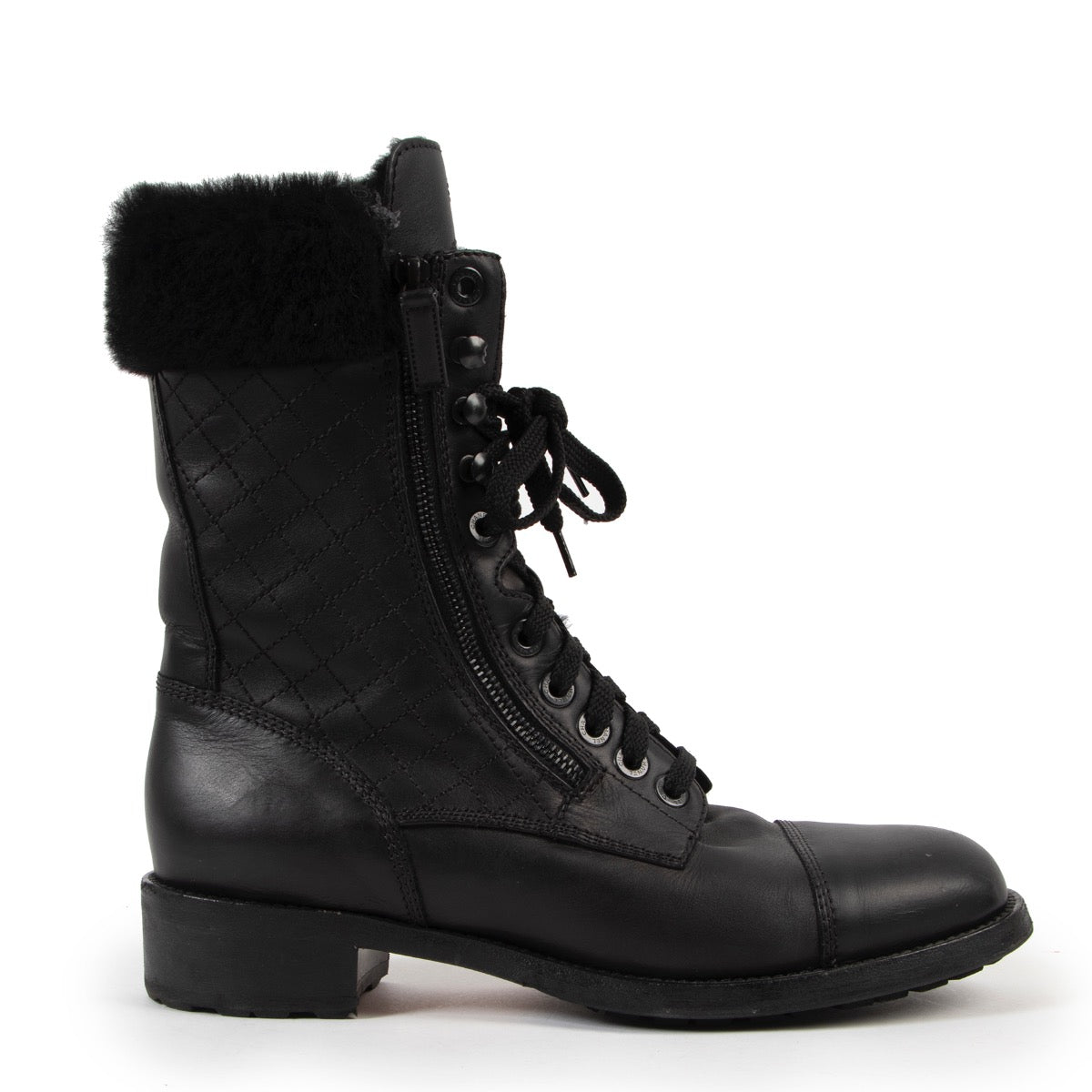 Chanel Black Leather Boots - size 41 for the best price at Labellov secondhand luxury in Antwerp.