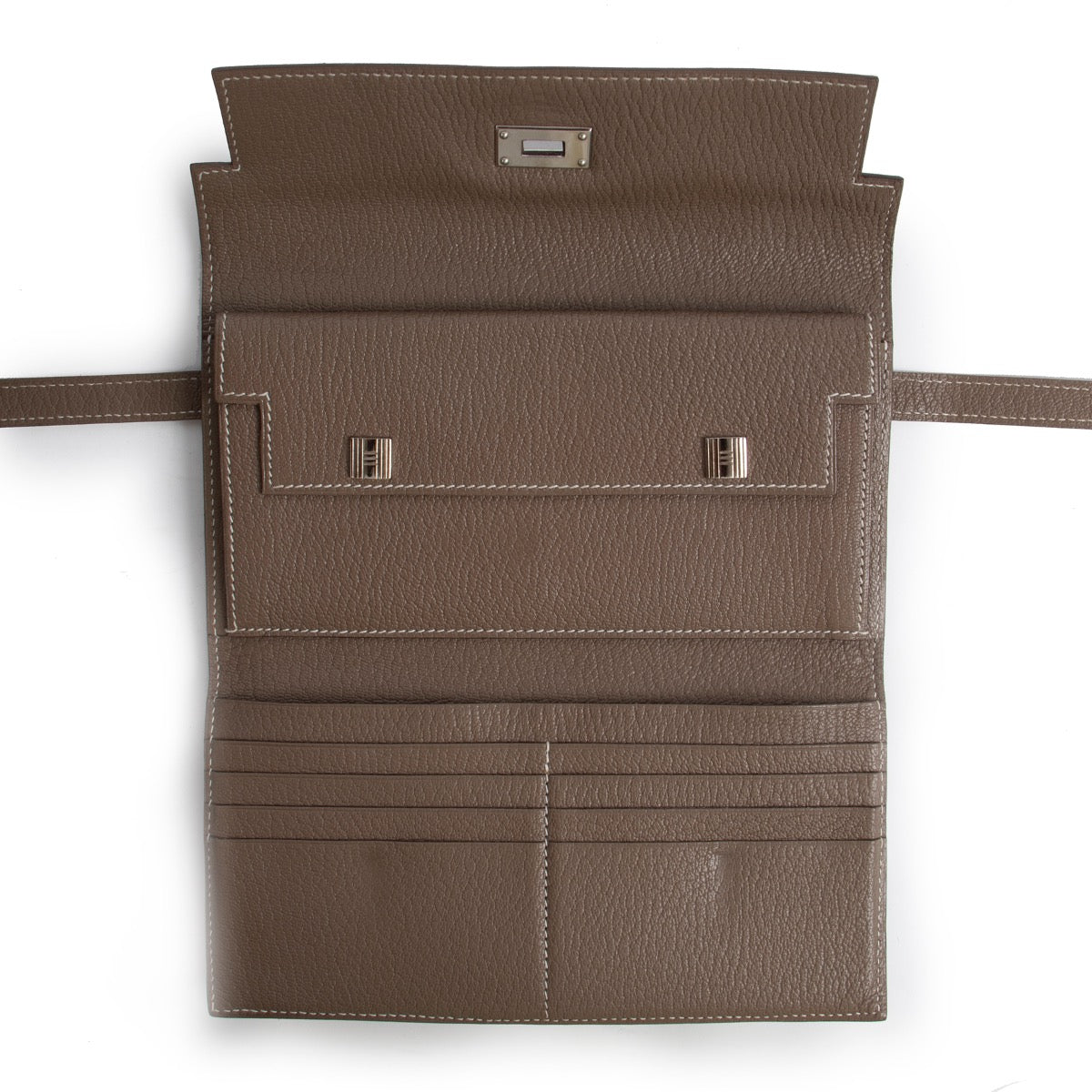 Shop safe online at Labellov in Antwerp this 100% authentic second hand Hermès Taupe Kelly Wallet