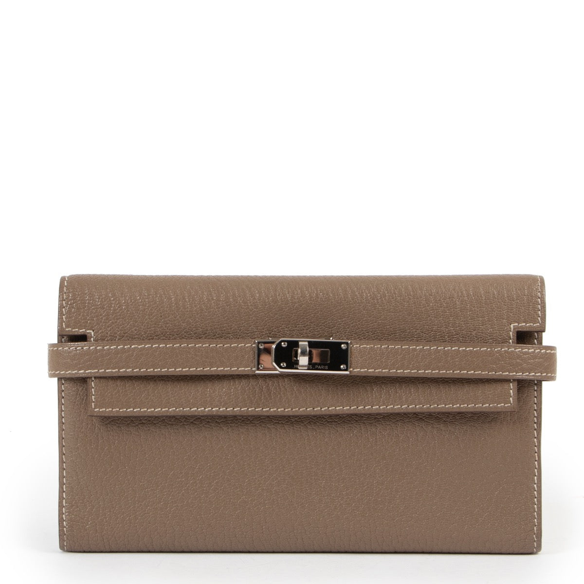 Shop safe online at Labellov in Antwerp this 100% authentic second hand Hermès Taupe Kelly Wallet