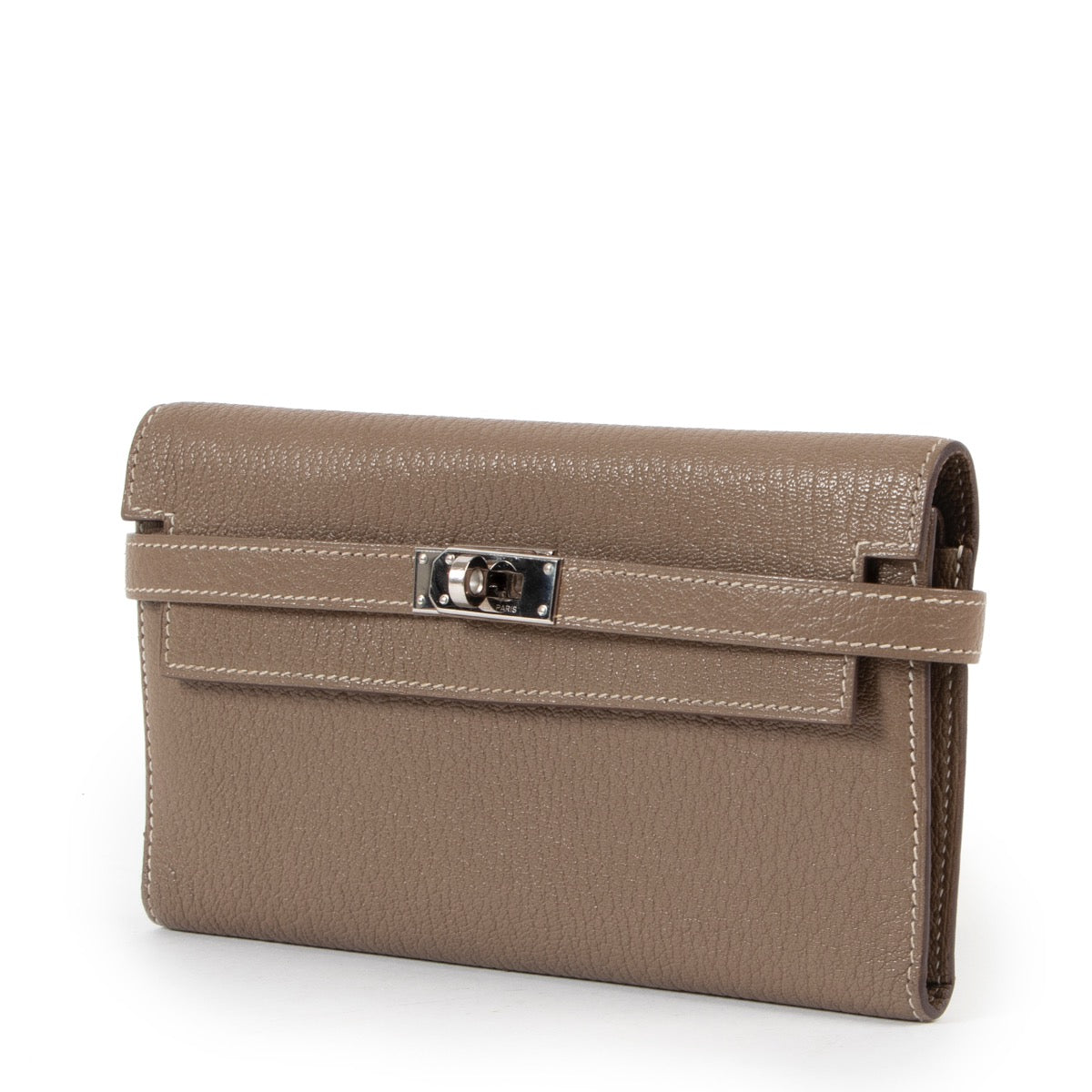 Shop safe online at Labellov in Antwerp this 100% authentic second hand Hermès Taupe Kelly Wallet
