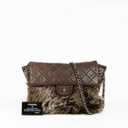 Authentic pre-loved Chanel Brown Quilted Lambskin Fur Flap Bag on Labellov.com
