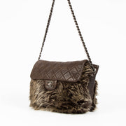 Authentic pre-loved Chanel Brown Quilted Lambskin Fur Flap Bag on Labellov.com