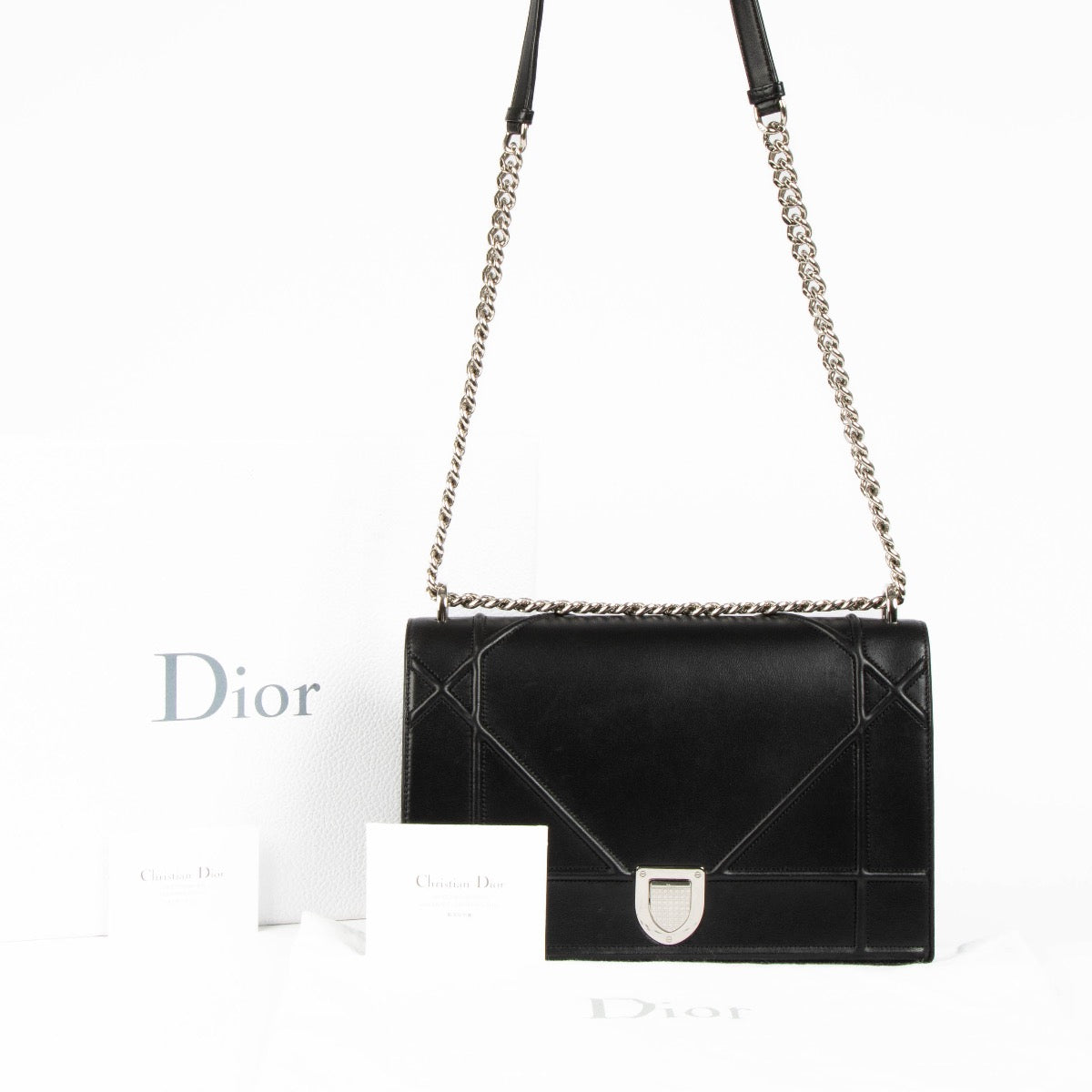 Authentic pre-loved Christian Dior Black Large Diorama Shoulder Bag on Labellov.com
