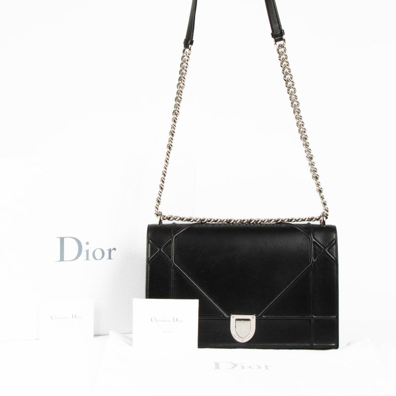 Authentic pre-loved Christian Dior Black Large Diorama Shoulder Bag on Labellov.com