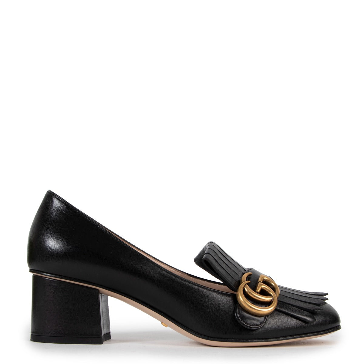 Gucci Marmont Black Leather Mid-Heel Pumps