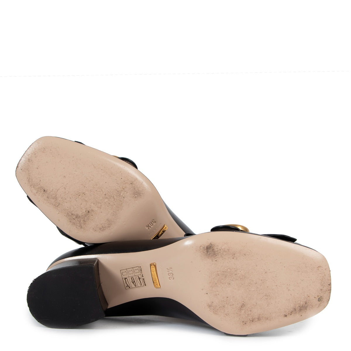 Escarpins à talon mi-haut Gucci Marmont en cuir noir - Taille 38,5