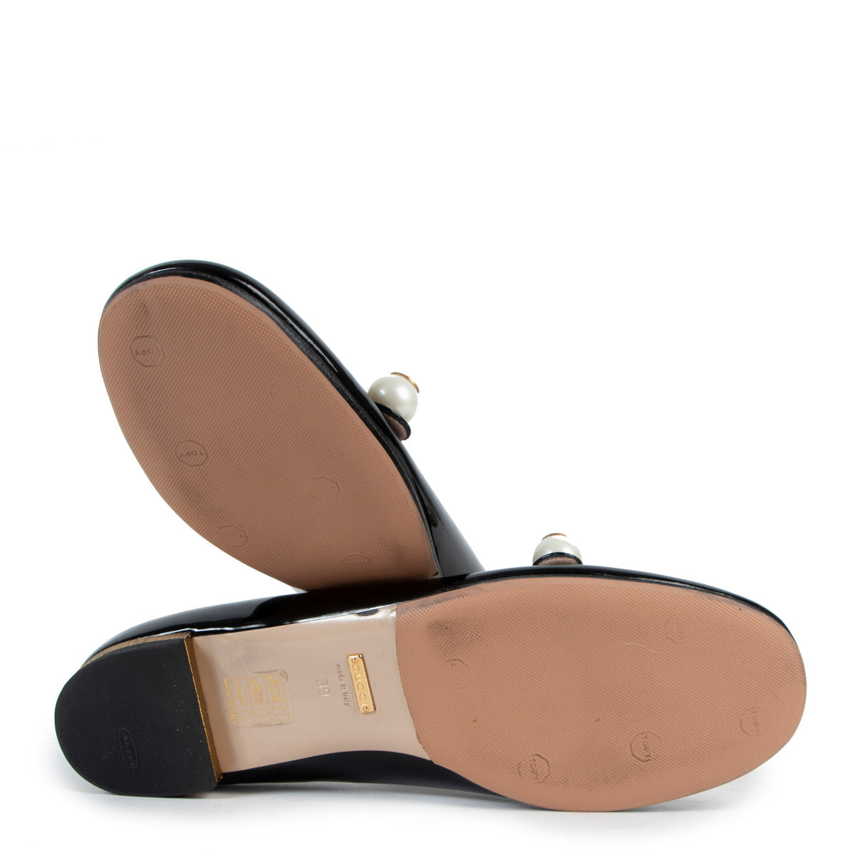 Gucci Zwarte Lakleren Parel Mary Jane Ballerina's - Maat EU39