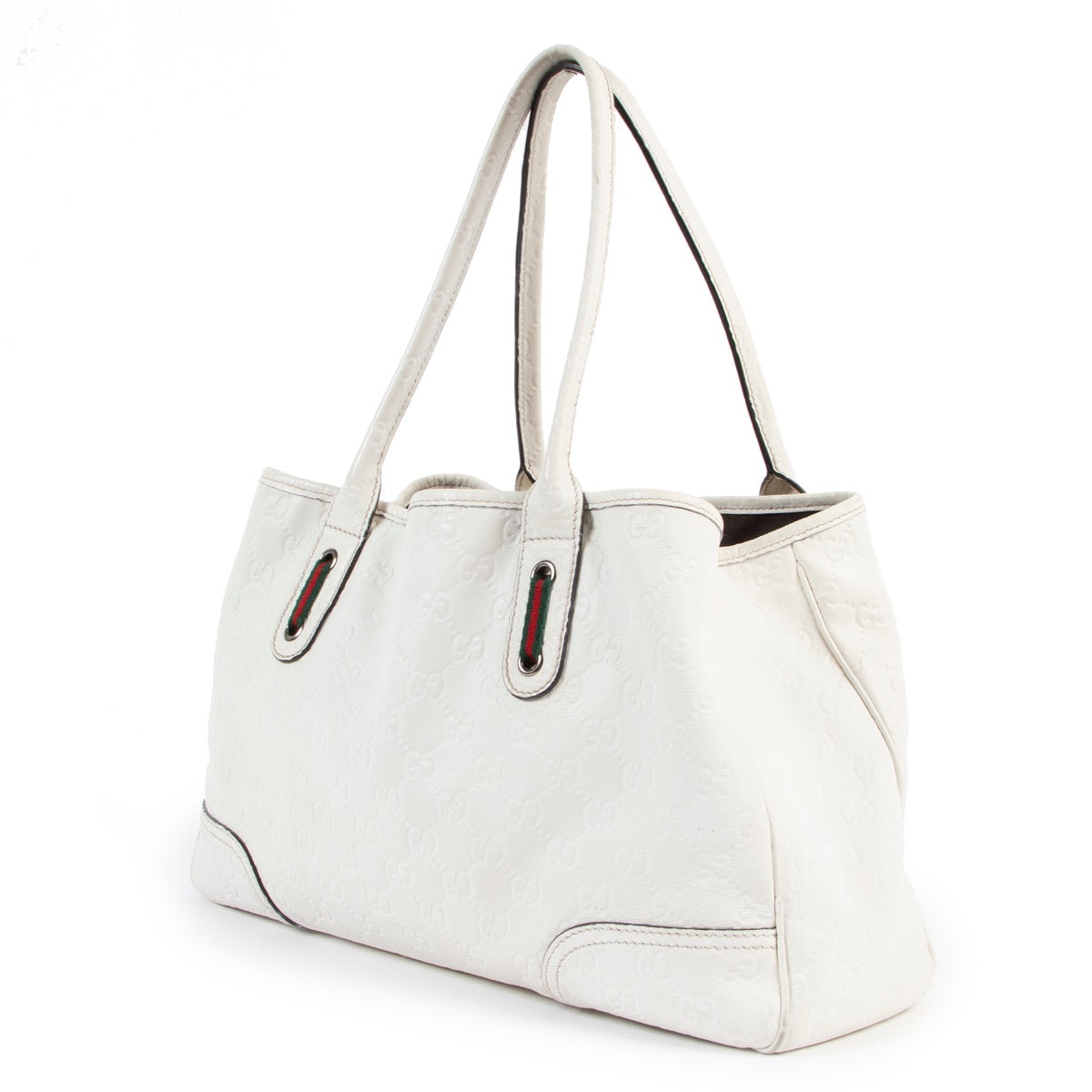 buy online authentic second hand vintage Gucci Guccissima White Leather Tote Bag at Labellov
