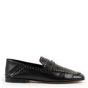 Buy an authentic pair of second hand Isabel Marant Black Studded Leather Fezzy Foldable Loafers - Size 38 at Labellov