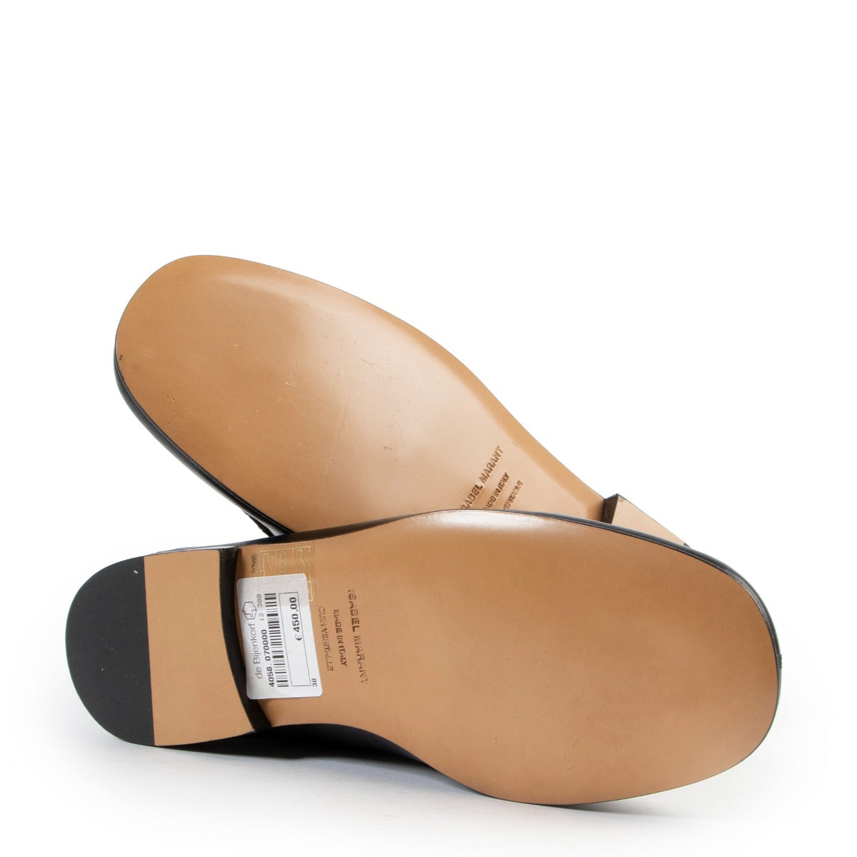 Buy an authentic pair of second hand Isabel Marant Black Studded Leather Fezzy Foldable Loafers - Size 38 at Labellov