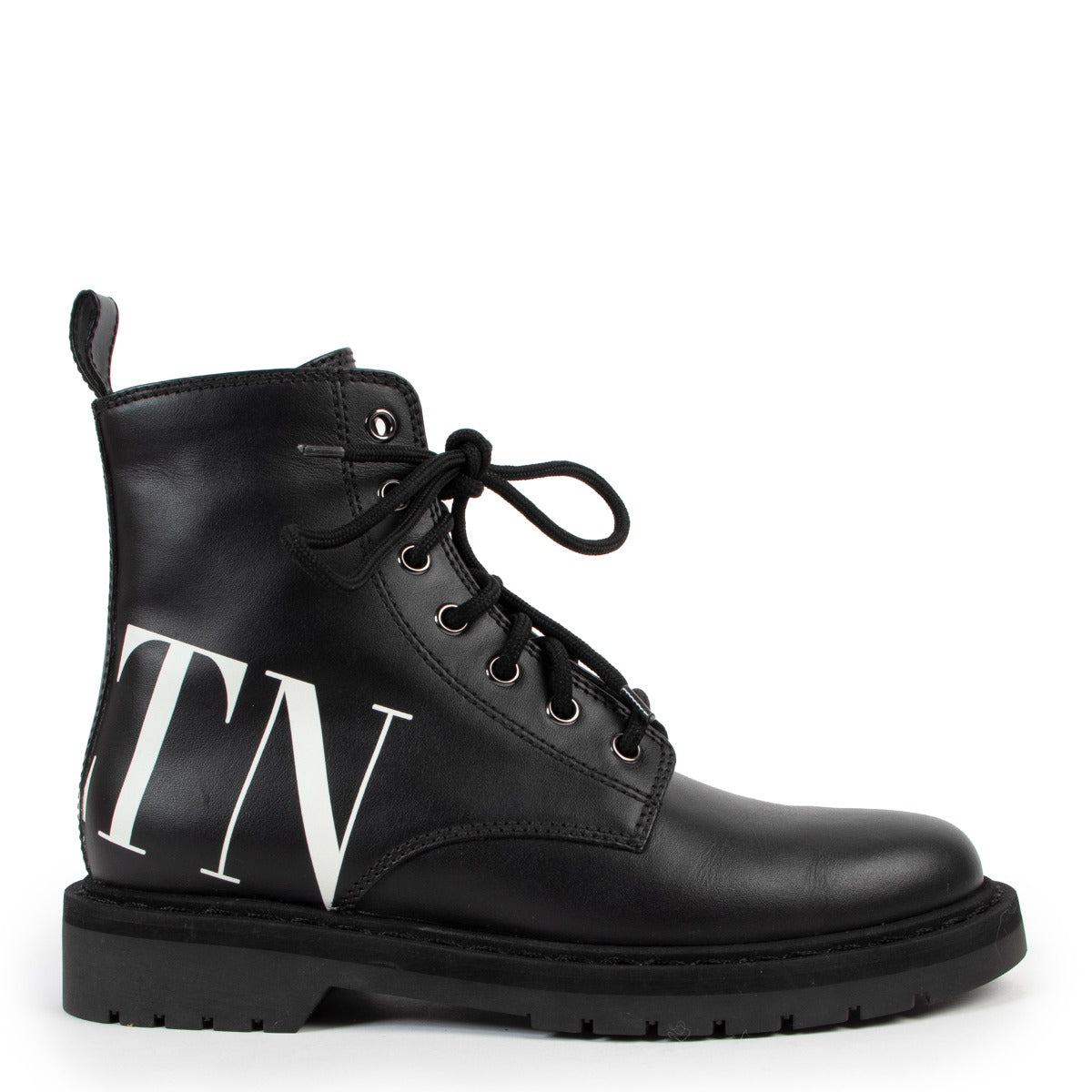 Shop authentic second hand luxury designer Valentino Garavani Logo Lace-up Combat Boots at Labellov.