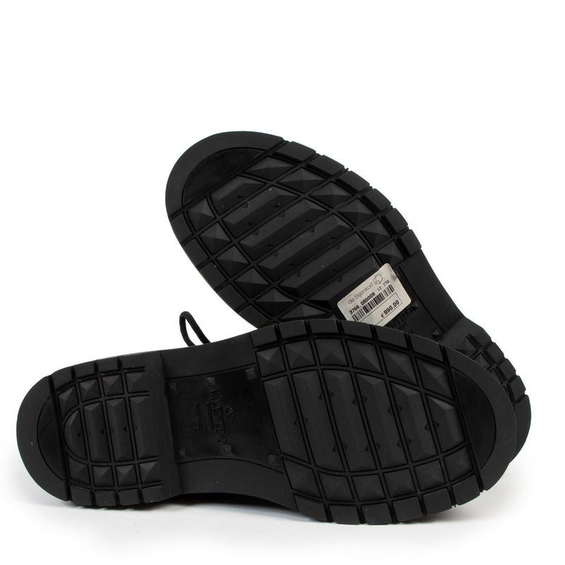 Shop authentic second hand luxury designer Valentino Garavani Logo Lace-up Combat Boots at Labellov.
