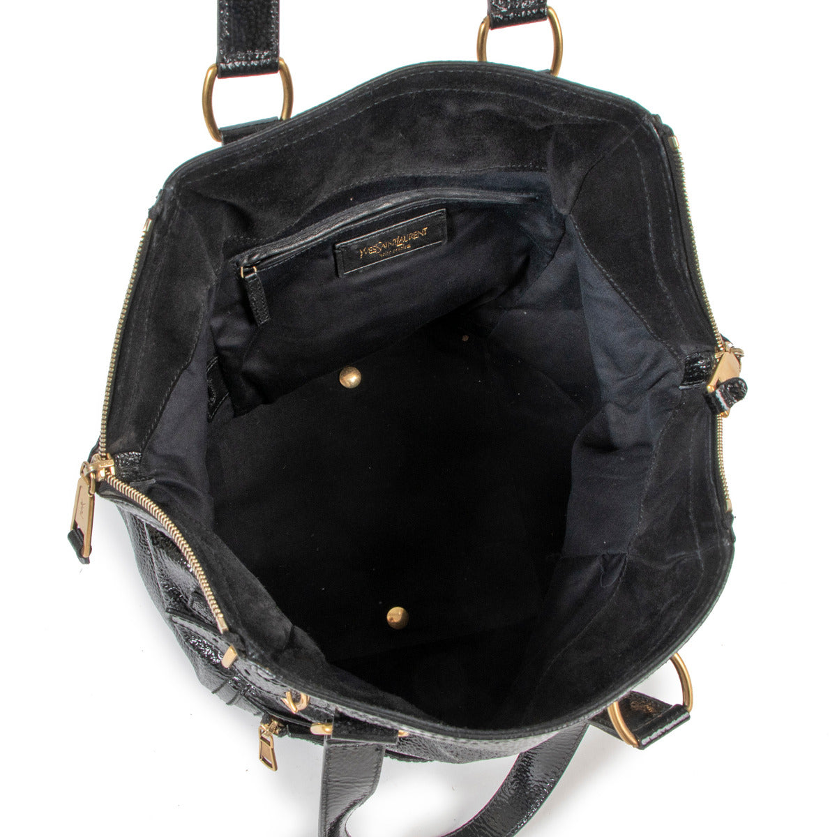 Yves Saint Laurent Black Patent Downtown Shoulder Bag