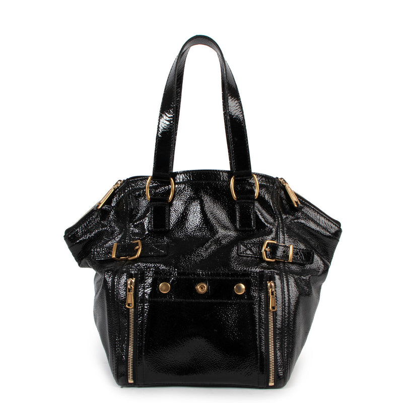 Yves Saint Laurent Black Patent Downtown Shoulder Bag for the best price at Labellov secondhand luxury in Antwerp