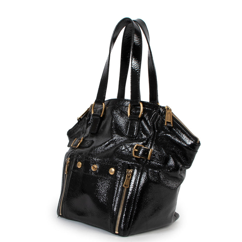 Yves Saint Laurent Black Patent Downtown Shoulder Bag