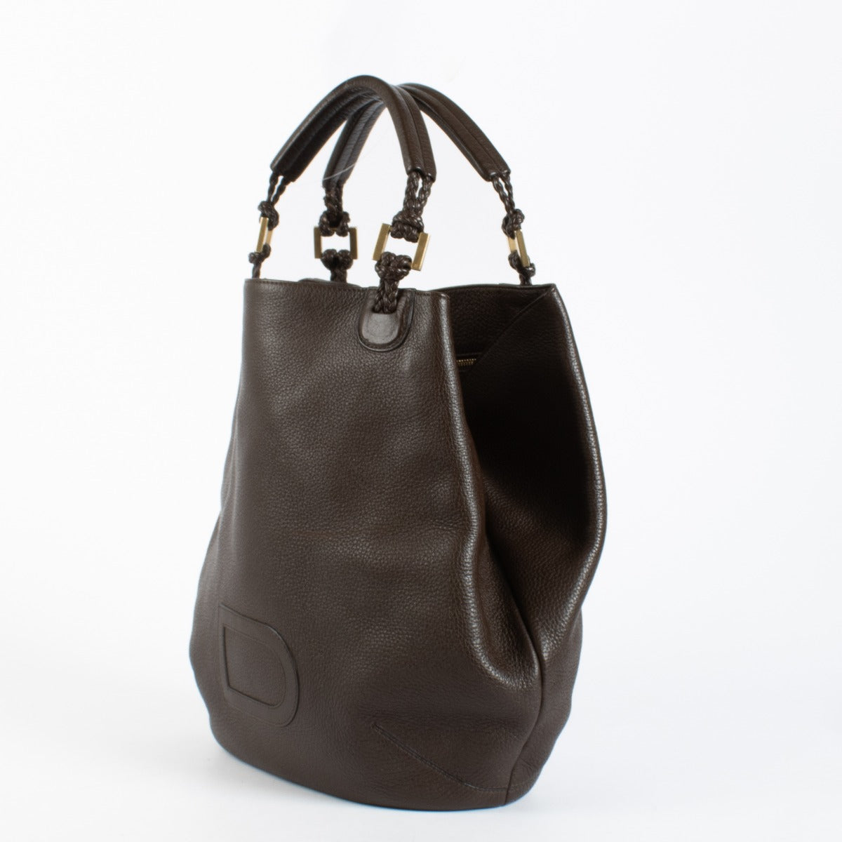 Authentic pre-loved Delvaux Brown Tressé Louise Cabas Bag on Labellov.com