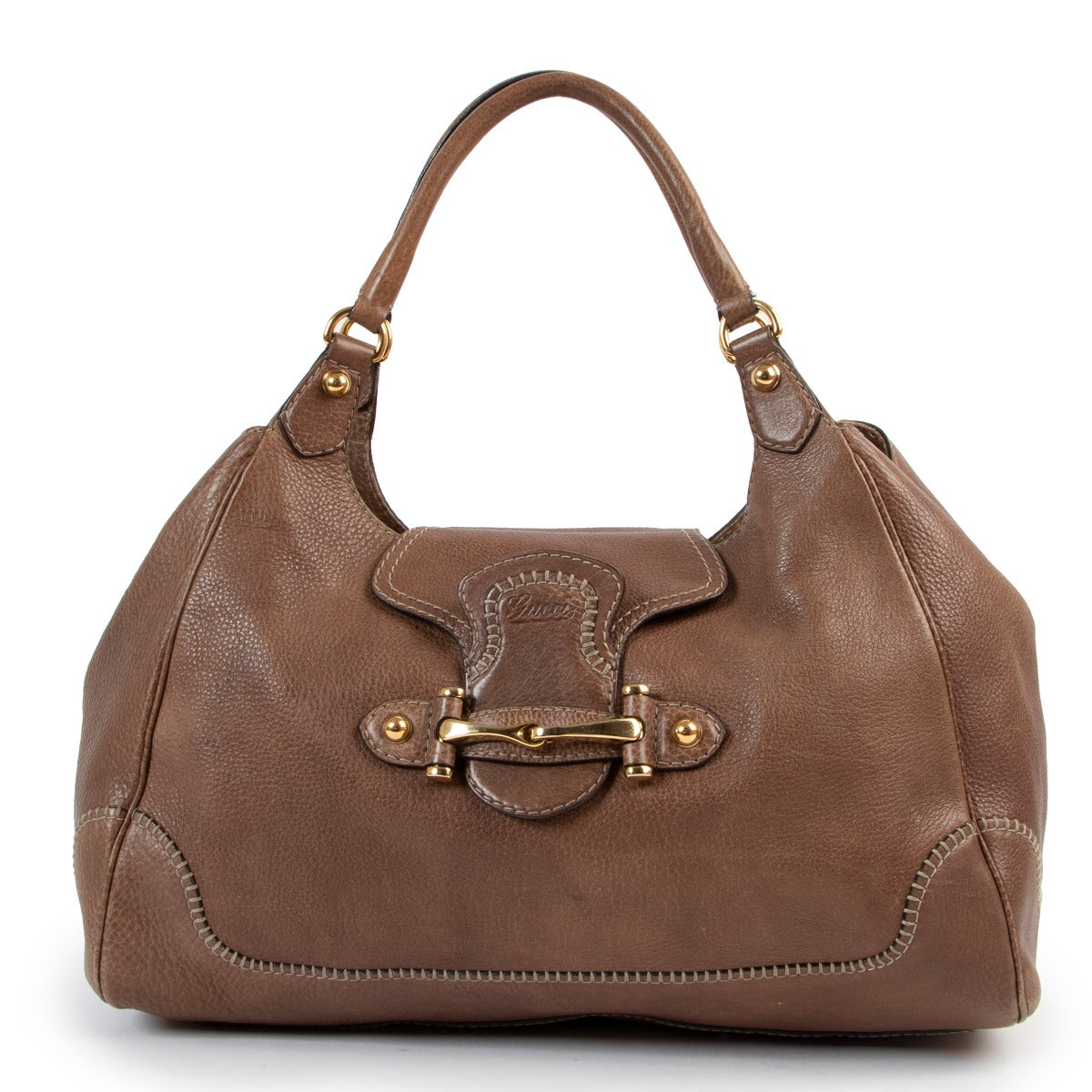 Buy a 100% authentic second hand Gucci brown leather shoulder bag at Labellov.