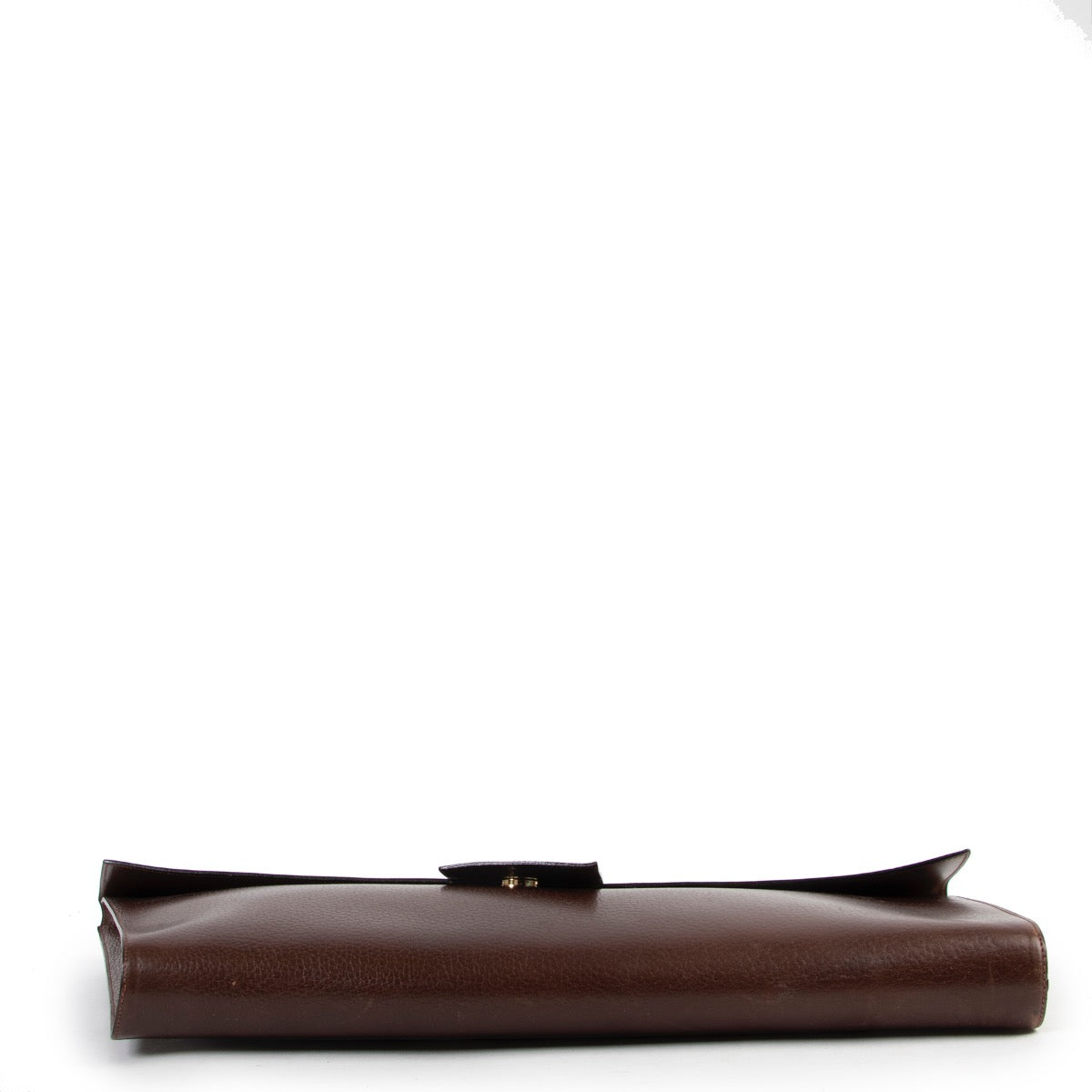 Delvaux Brown Dement Large Clutch