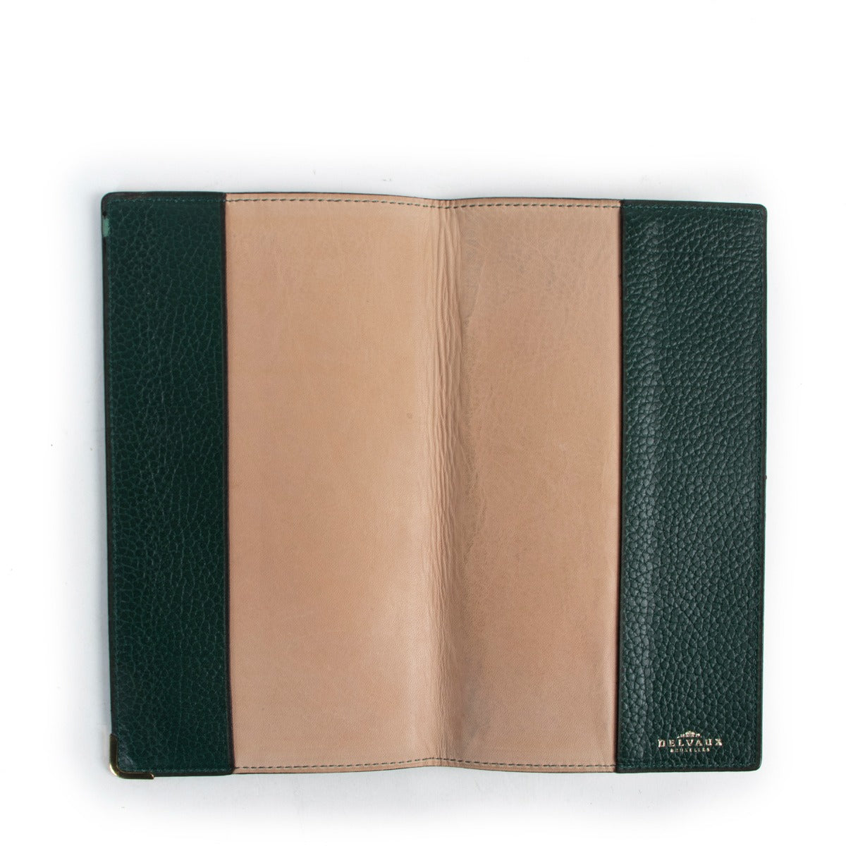 Shop authentic second hand Delvaux Green Leather Checkbook Wallet at Labellov