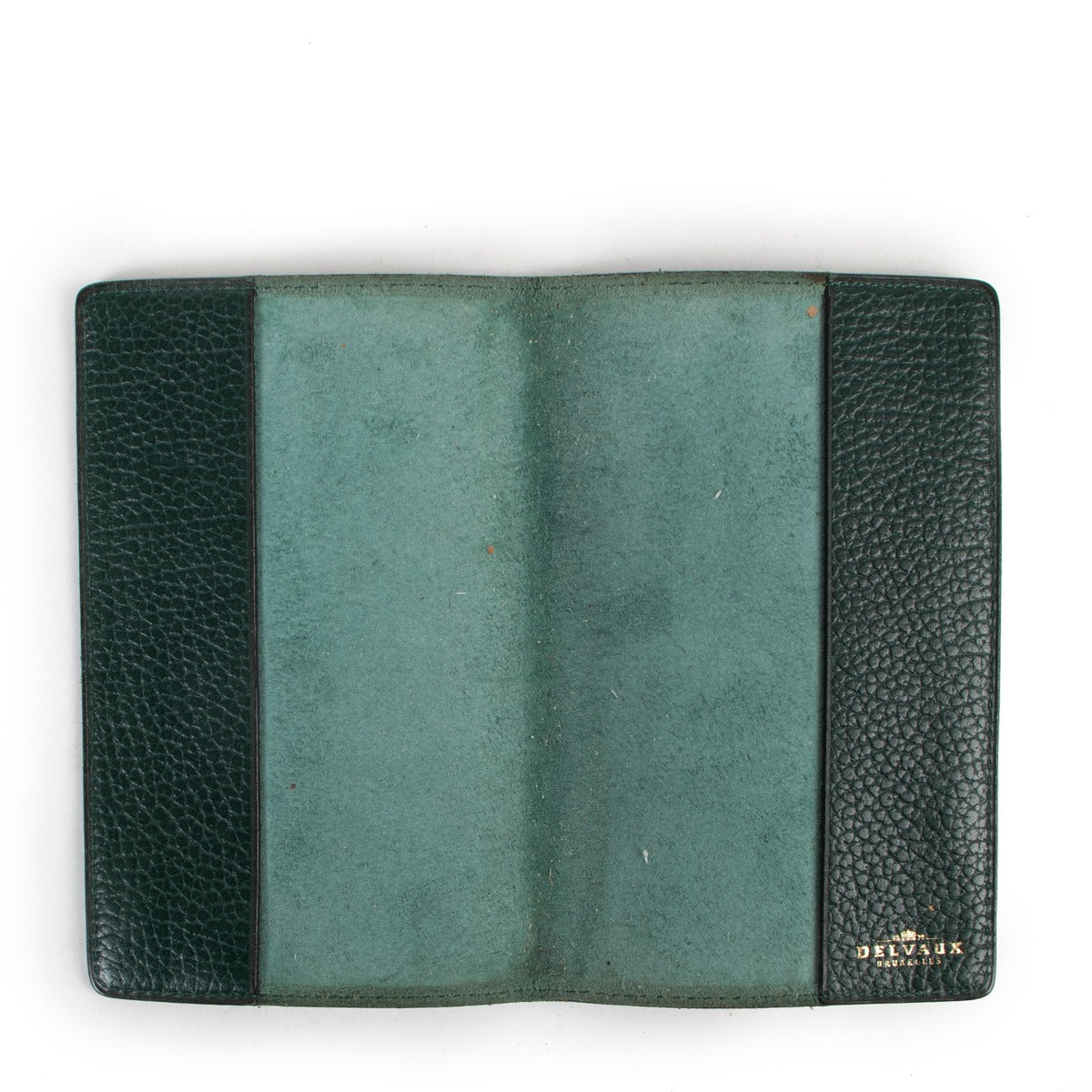 Delvaux Green Leather Checkbook Wallet