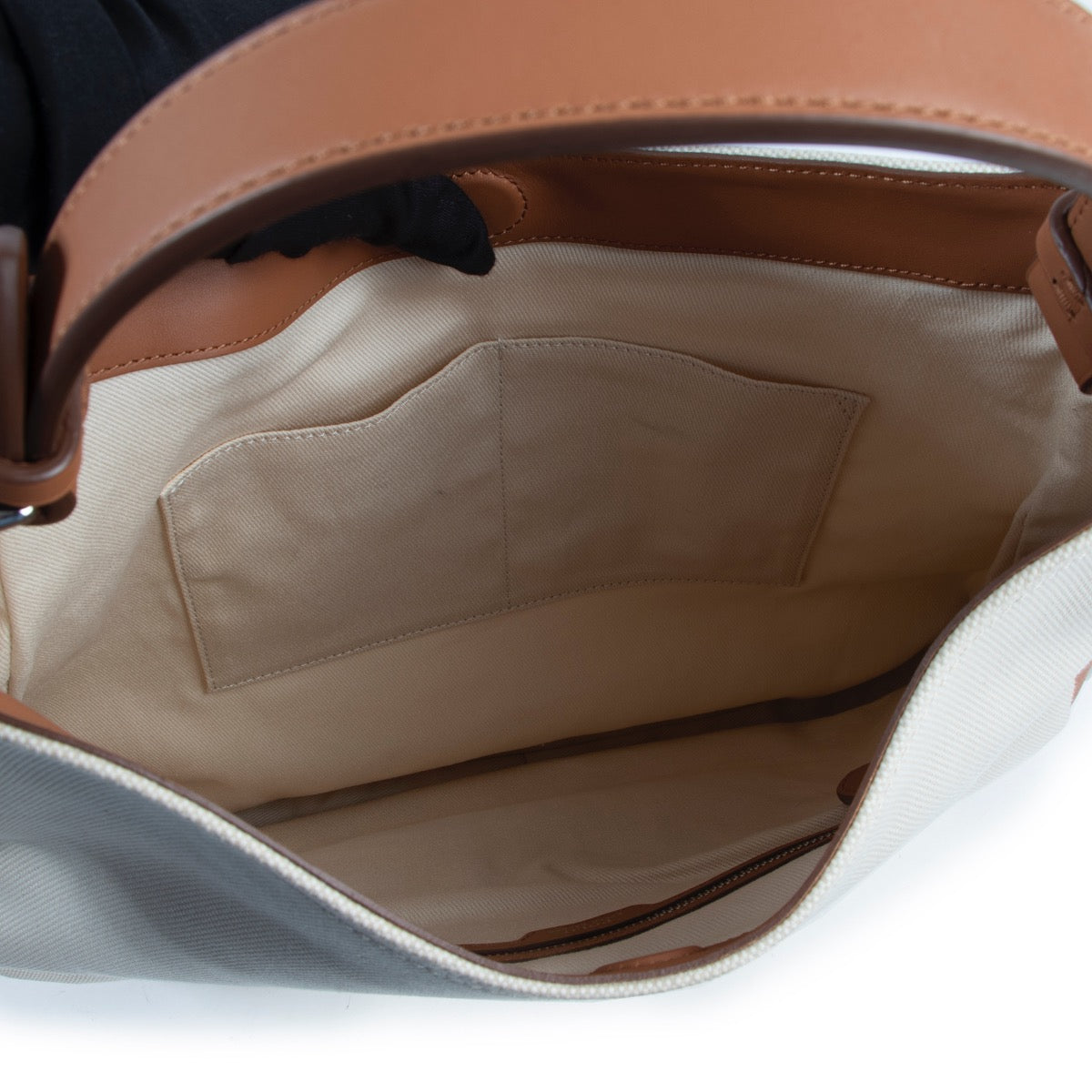 Sac bandoulière Ralph Lauren toile/cognac