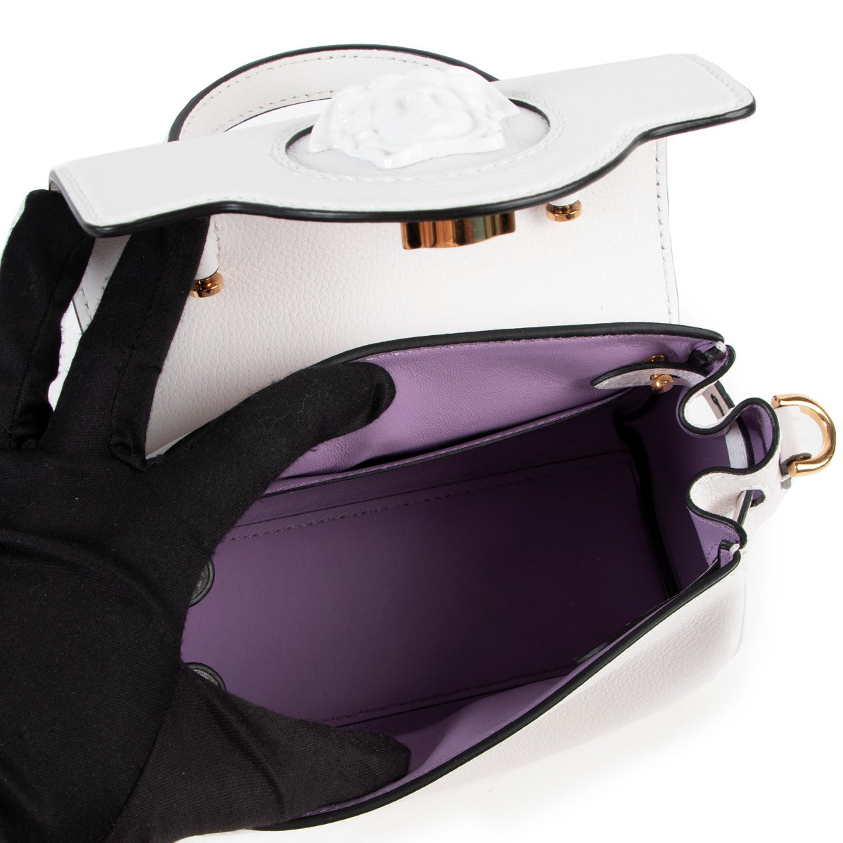 Buy second hand authentic Versace White La Medusa Small Handbag on Labellov.com for the best price
