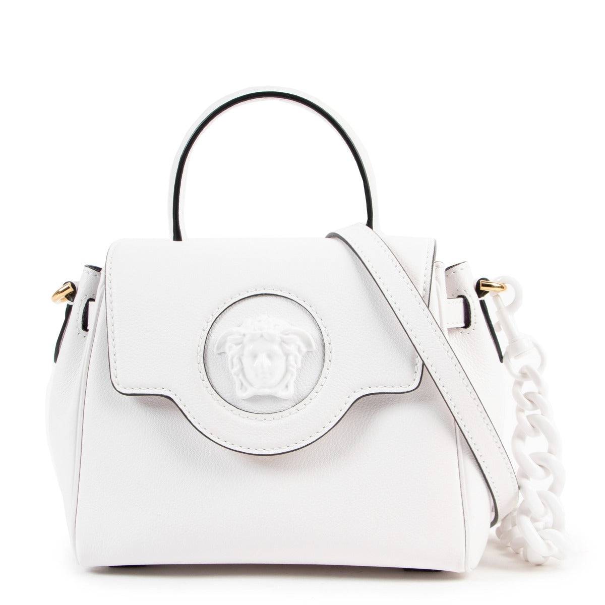 Buy second hand authentic Versace White La Medusa Small Handbag on Labellov.com for the best price