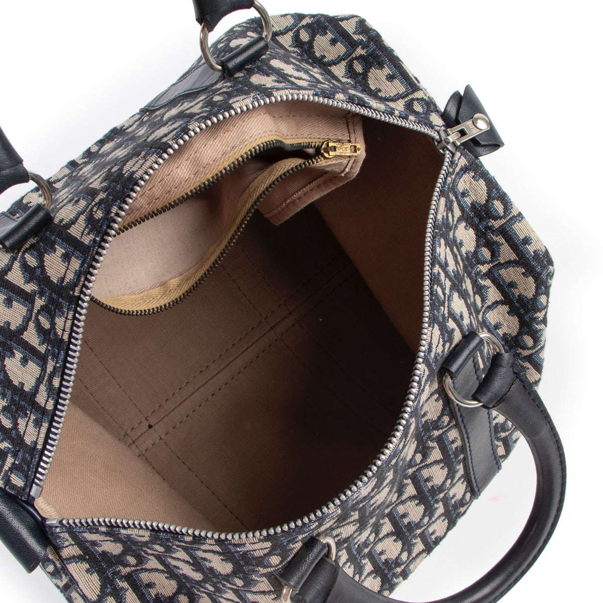 Shop and sell vintage authentic Christian Dior Monogram Blue Oblique Canvas Small Boston Bag on Labellov.com