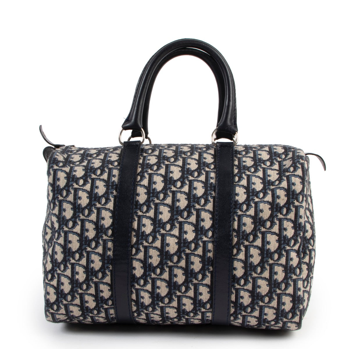 Shop and sell vintage authentic Christian Dior Monogram Blue Oblique Canvas Small Boston Bag on Labellov.com