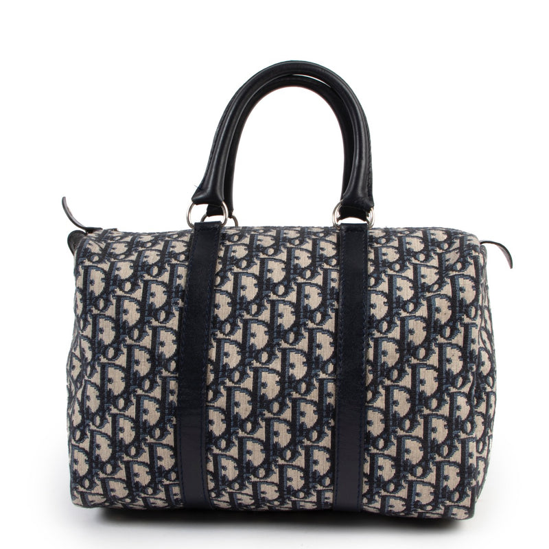 Shop and sell vintage authentic Christian Dior Monogram Blue Oblique Canvas Small Boston Bag on Labellov.com