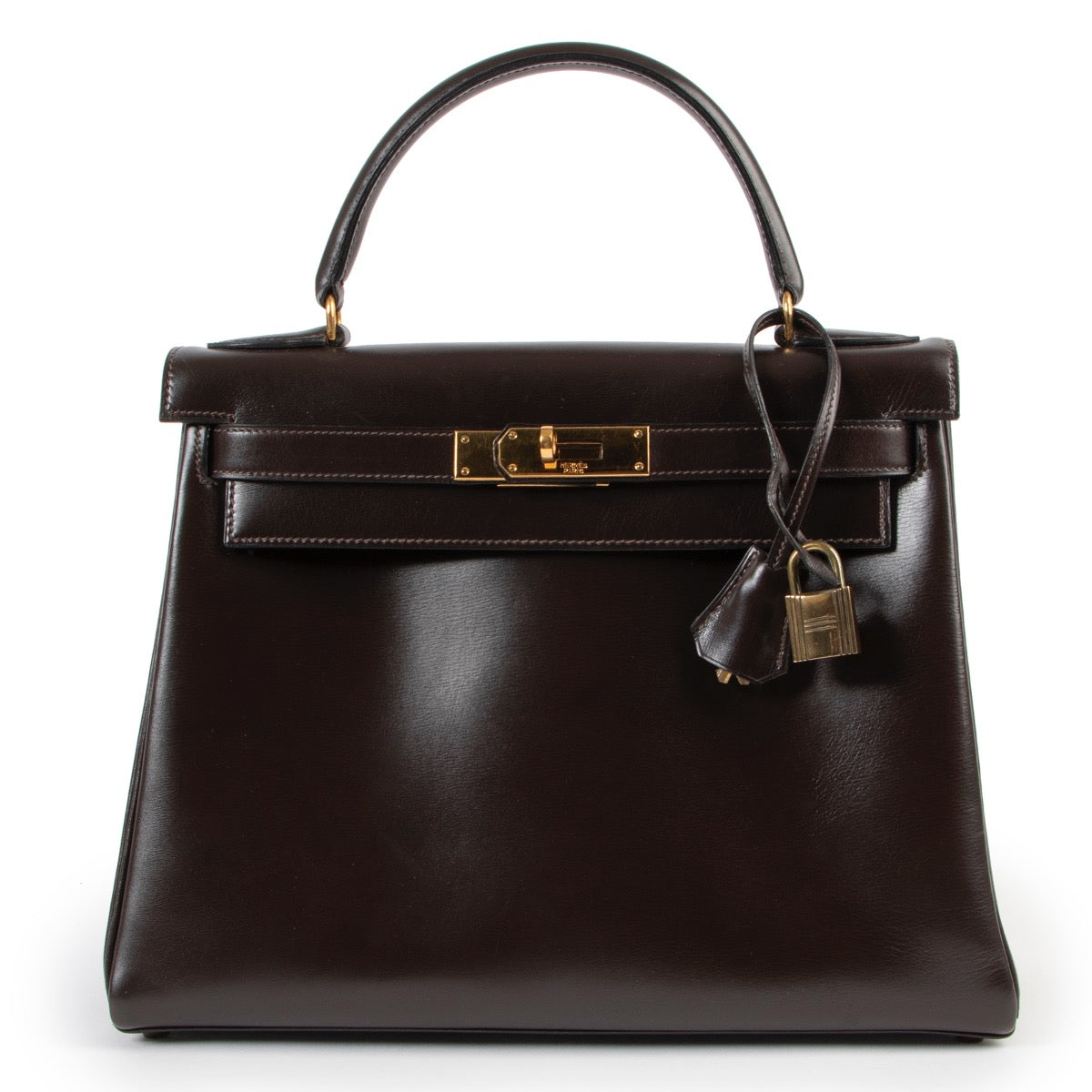Buy an authentic second hand Hermès Kelly 28 Box Marron at Labellov