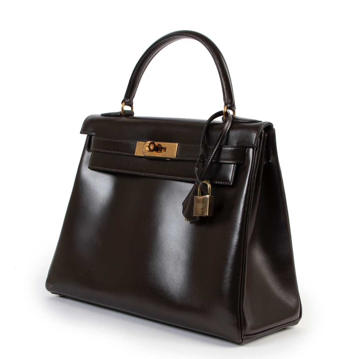 Buy an authentic second hand Hermès Kelly 28 Box Marron at Labellov