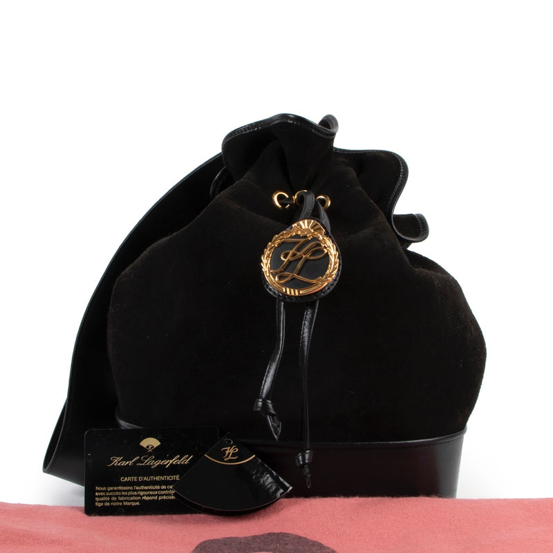 Buy an authentic second hand Karl Lagerfeld suede shoulder bag at Labellov