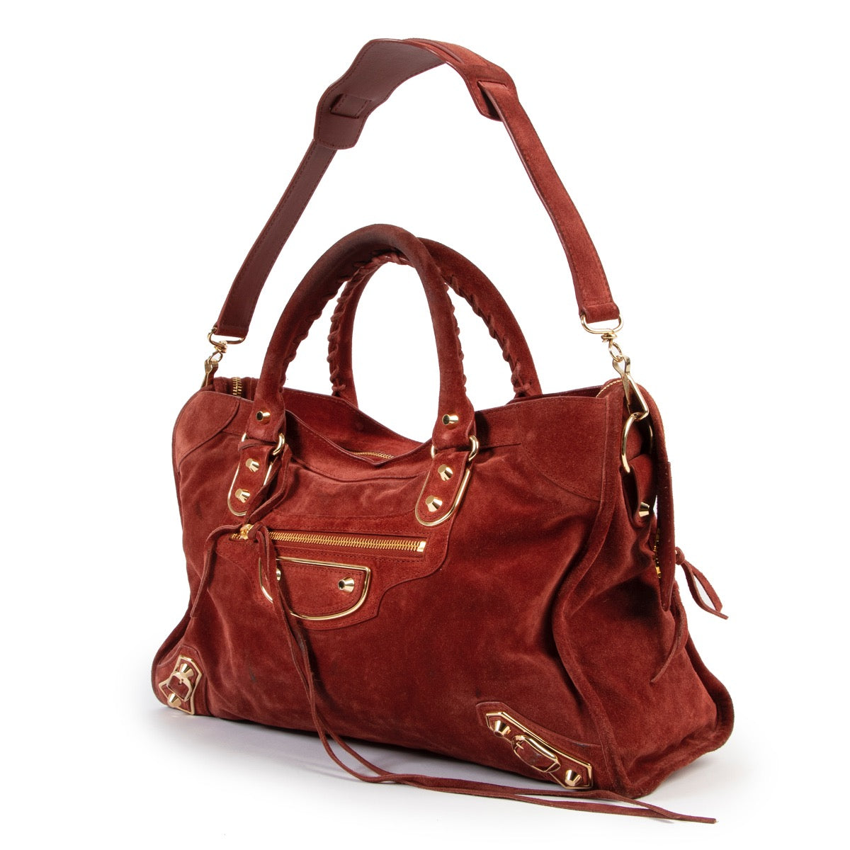Buy an authentic second hand Balenciaga Suede City bag at Labellov