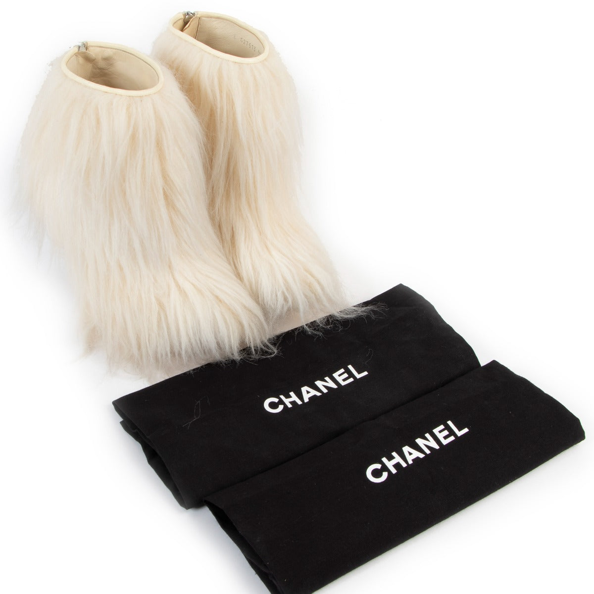 shop online authentic second hand archive Chanel White Faux Fur Ankle Boots A/W 2010 - Size 39 at Labellov.com