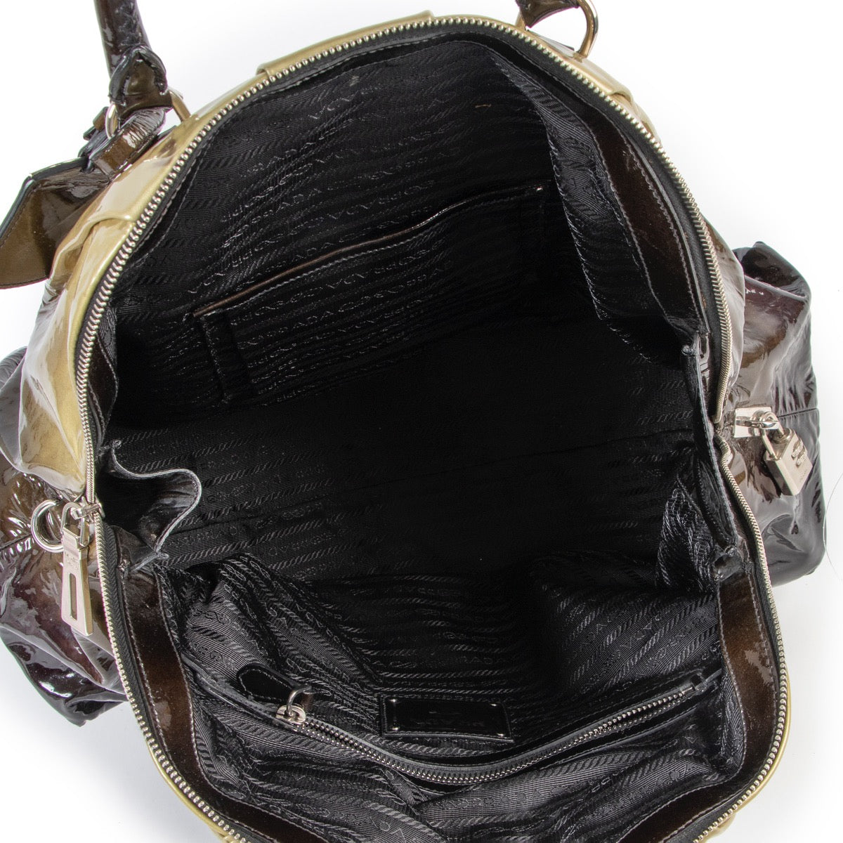 shop second hand vintage authentic Prada Brown Ombre Patent Leather Handbag at Labellov for the best price