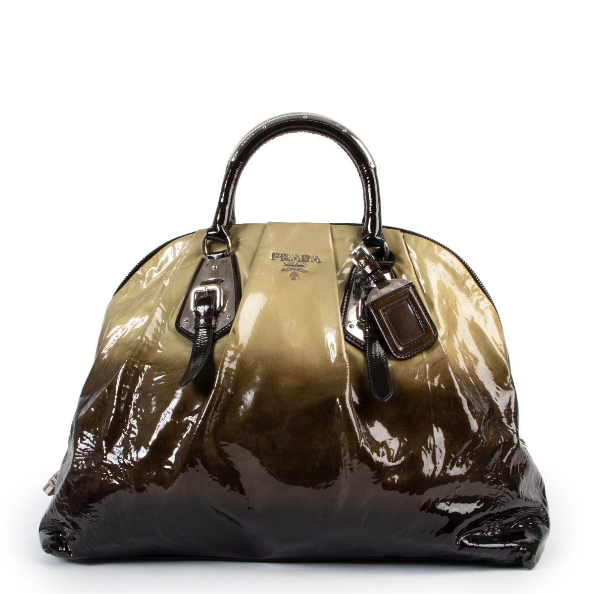 shop second hand vintage authentic Prada Brown Ombre Patent Leather Handbag at Labellov for the best price