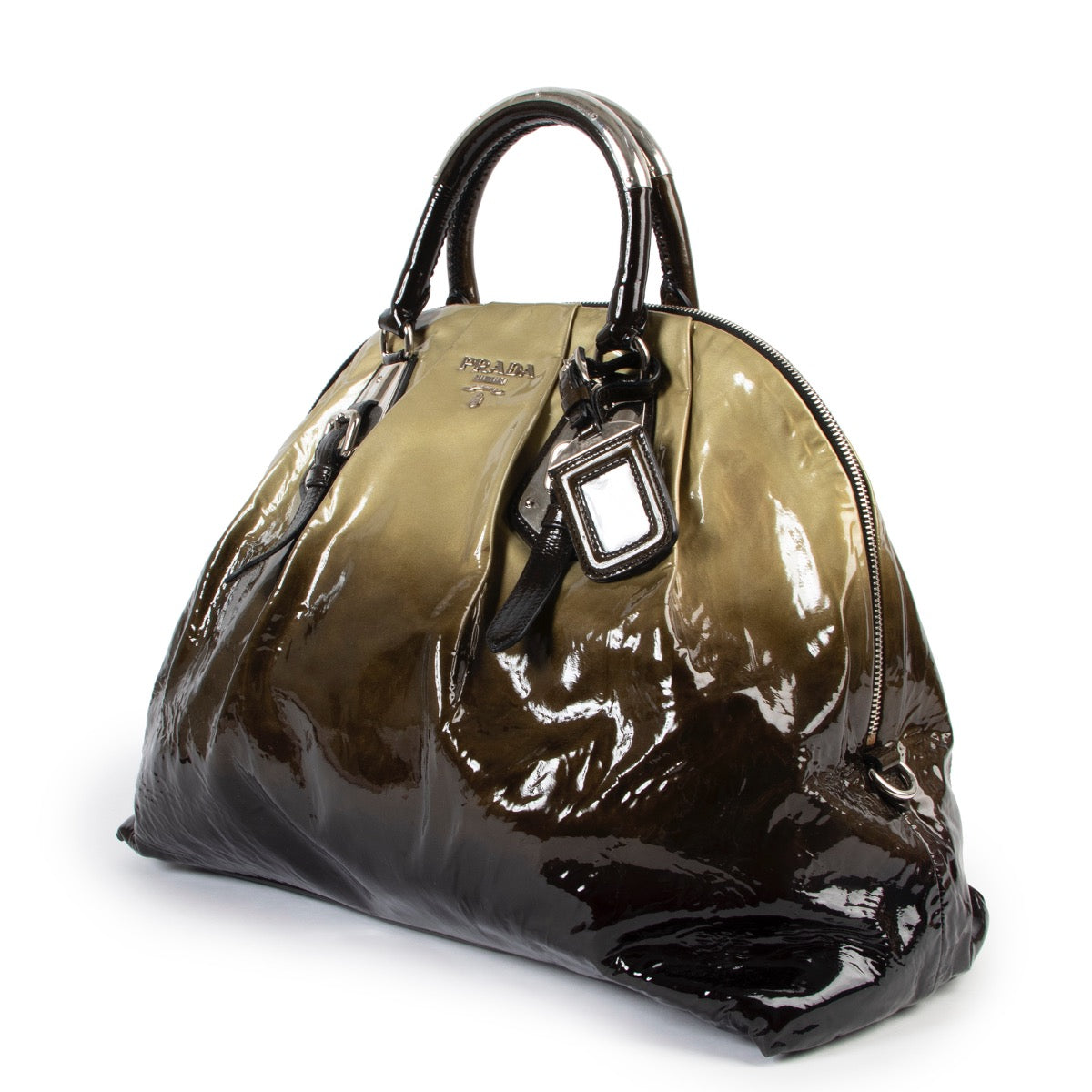 shop second hand vintage authentic Prada Brown Ombre Patent Leather Handbag at Labellov for the best price
