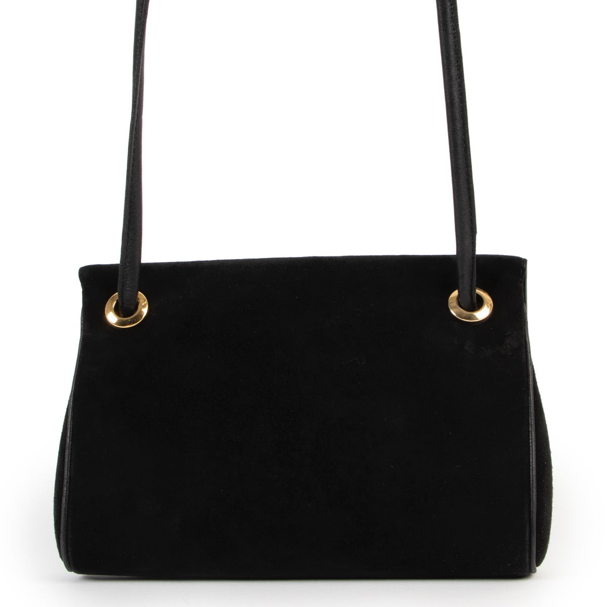 Buy an authentic second hand black Delvaux suede crossbody bag at Labellov