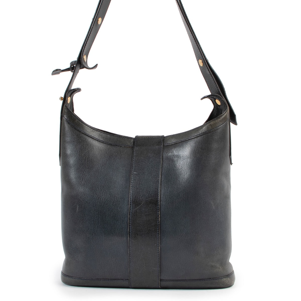 Shop safe online at Labellov in Antwerp this 100% authentic second hand Delvaux Navy Leather Shoulder Bag