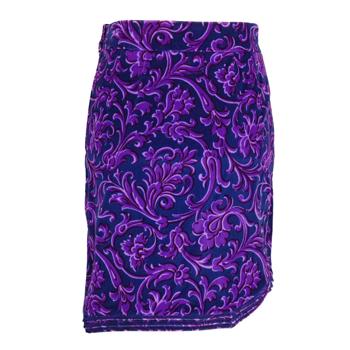 buy and sell authentic Gianni Versace Vintage Purple Barocco Velvet Skirt at Labellov for the best price