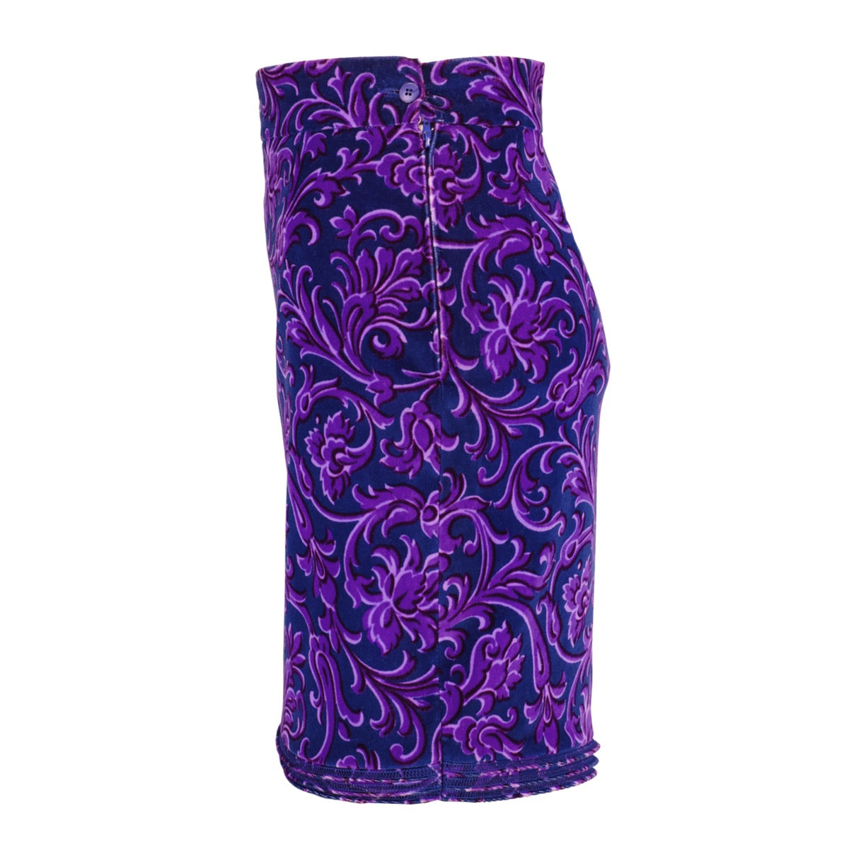 buy and sell authentic Gianni Versace Vintage Purple Barocco Velvet Skirt at Labellov for the best price