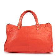 Shop authentic second hand Balenciaga Rose Corail Classic City Giant 21 Work Handbag at Labellov