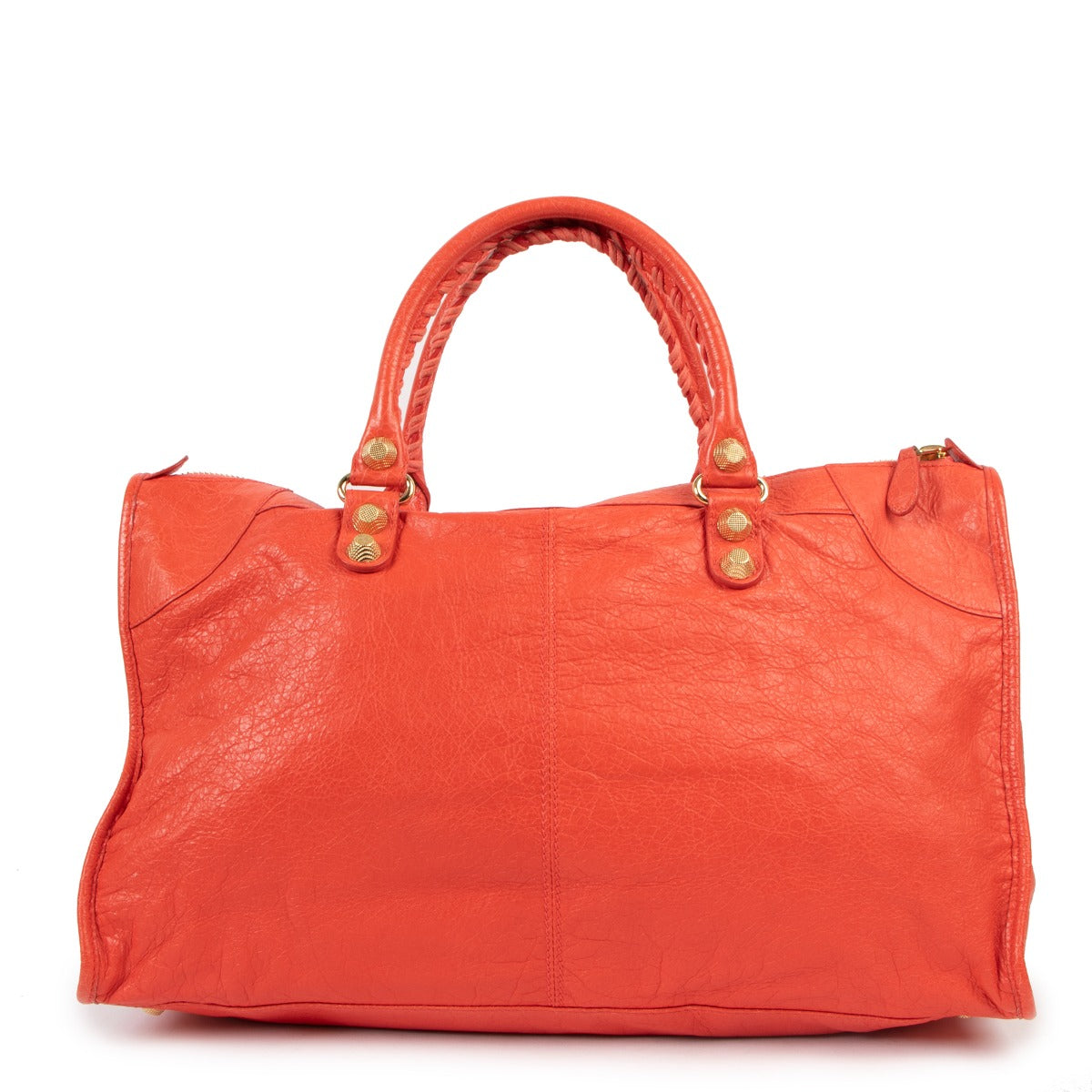 Shop authentic second hand Balenciaga Rose Corail Classic City Giant 21 Work Handbag at Labellov