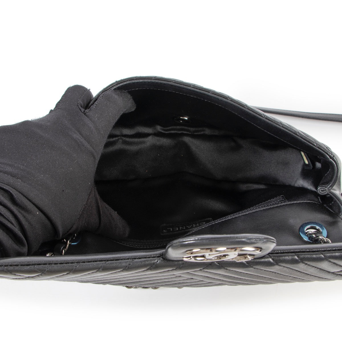 Buy an authentic second hand Chanel Black Timeless Chevron Flap Bag at Labellov