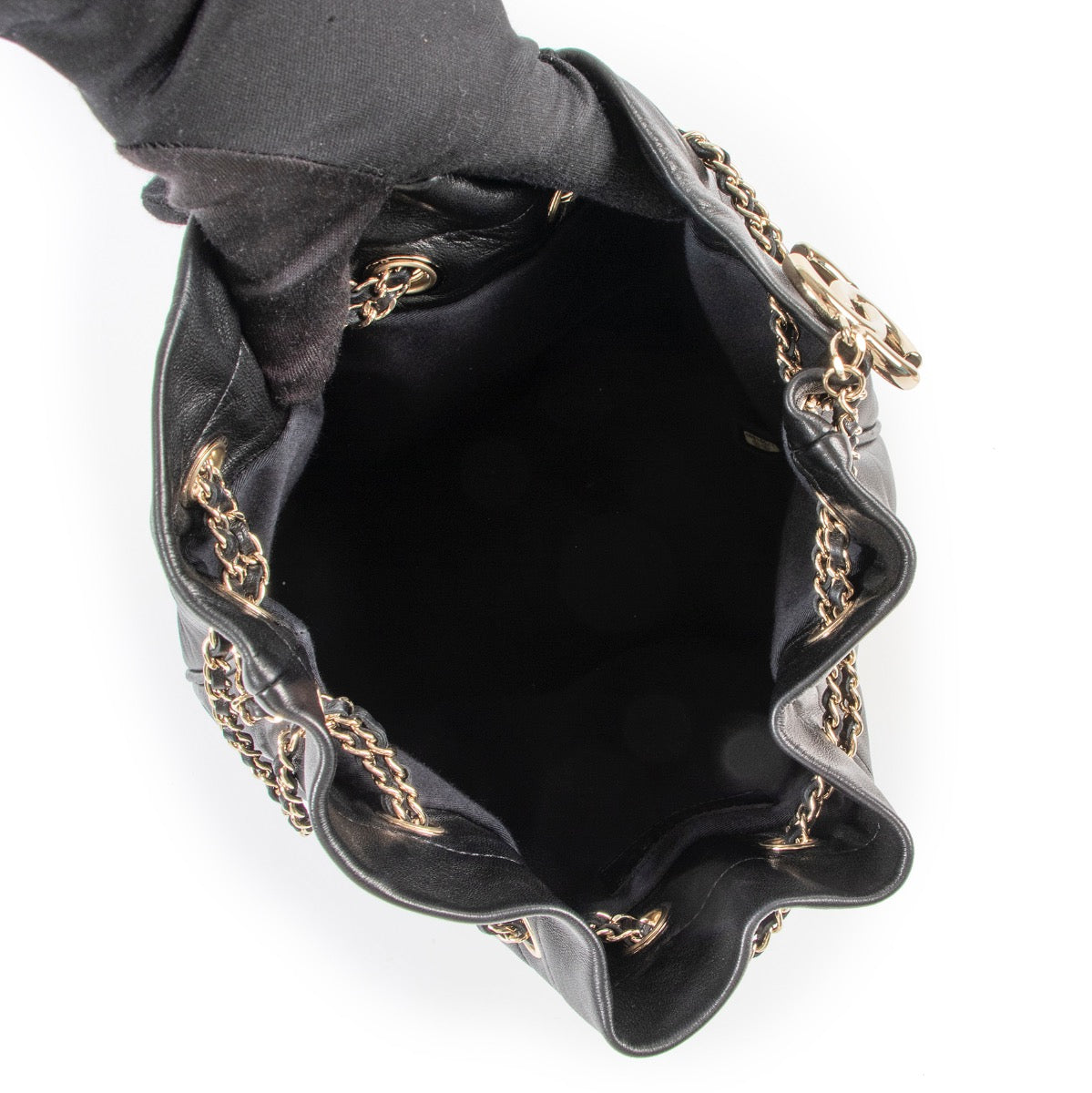 Buy an authentic second hand Chanel Black Leather Bucket Bag at Labellov